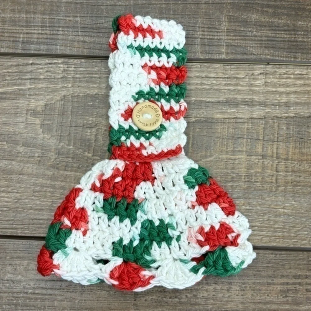 Kitchen Tea Hand Towel‎ Topper Holder Christmas Holiday Cotton Crochet by Seller